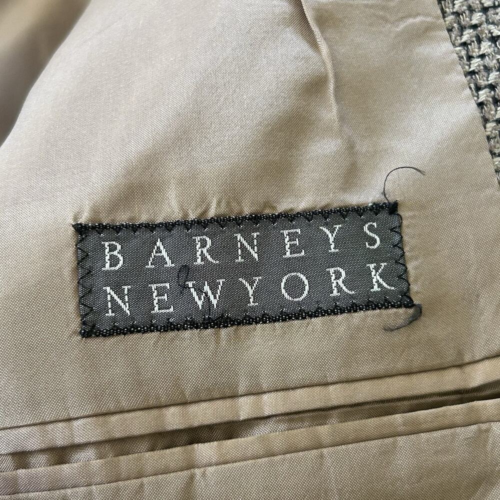 Barneys New York Mens Wool Blazer IT 48 US 38 Tan Black Herringbone Jacket Italy - Picture 8 of 9